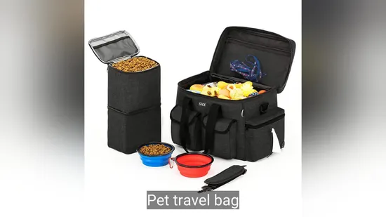 Bolsa de viagem para cães de moda personalizada Recipientes de comida para cães Tigelas de alimentação Mochila para animais de estimação