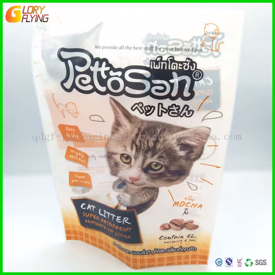 Saco de embalagem de plástico reciclável ecológico com impressão brilhante fosca de folha de alumínio para maca de gato, alimentos para animais de estimação