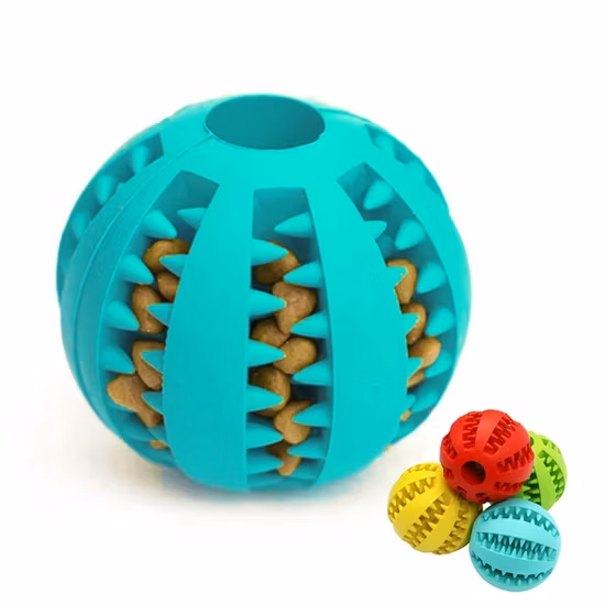 Alimentador de borracha macia para animais de estimação, bola de limpeza de dentes, bola de treinamento de QI, brinquedo para mastigar para cães