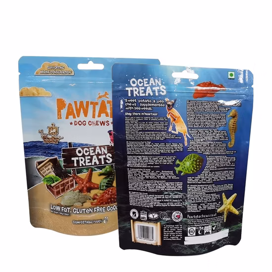 Impressão personalizada Grande Cachorro Gato Pássaro Comida Lanches Farinha Doce Alumínio Embalagem plástica flexível Zíper Ziplock Fornecimento de animais de estimação Fertilizante Sementes Mylar Sacos ecológicos