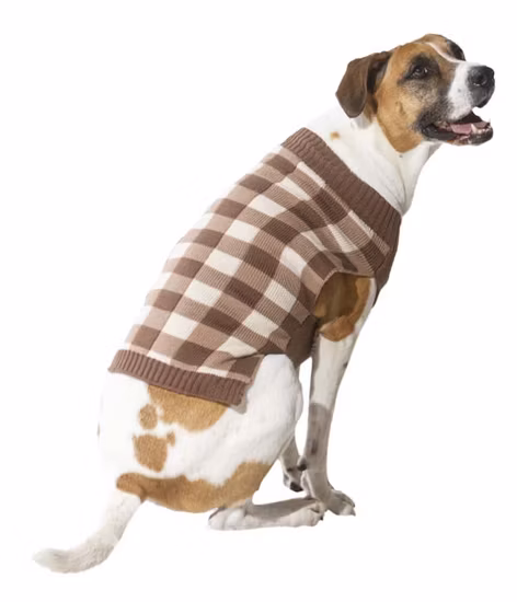 Feriado Brown Tan Dog Flexibilidade malha suéter colete roupa para animais de estimação