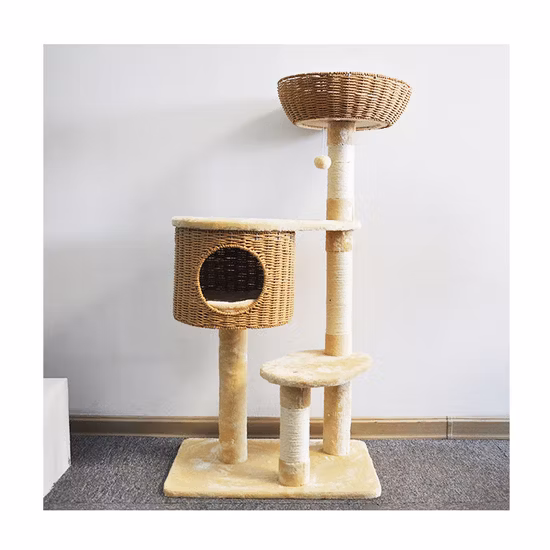 China atacado de fabricação de 5 níveis de árvore grande para gatos e brinquedos para animais de estimação com rede e poste para arranhar gatos